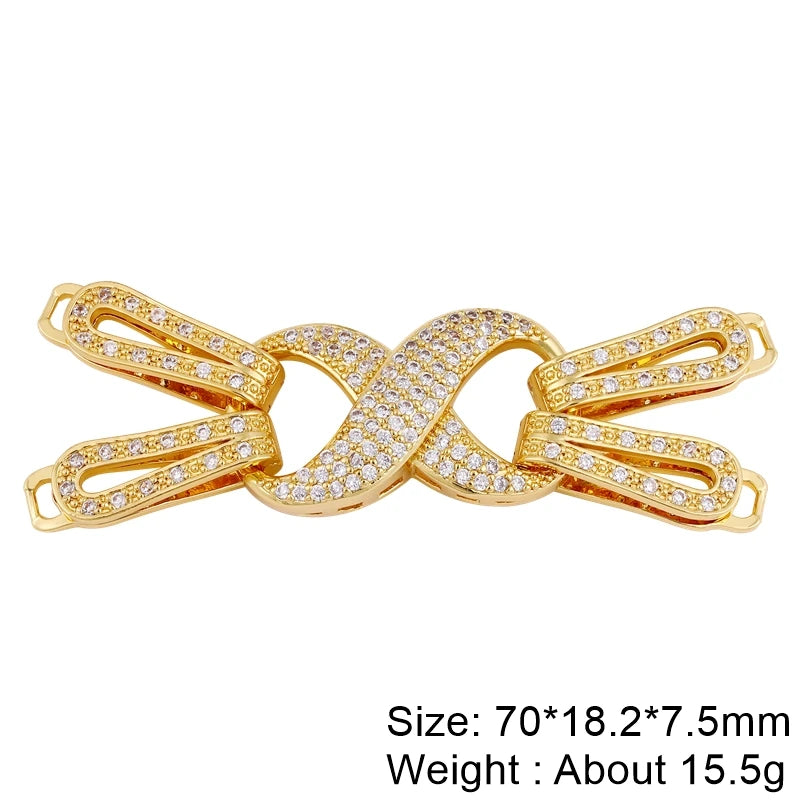 Juya 18K Real Gold Plated Snake Connector Fastener Hook Clasps Accessories For DIY Needlework Cuba Chains Pearls Jewelry Making