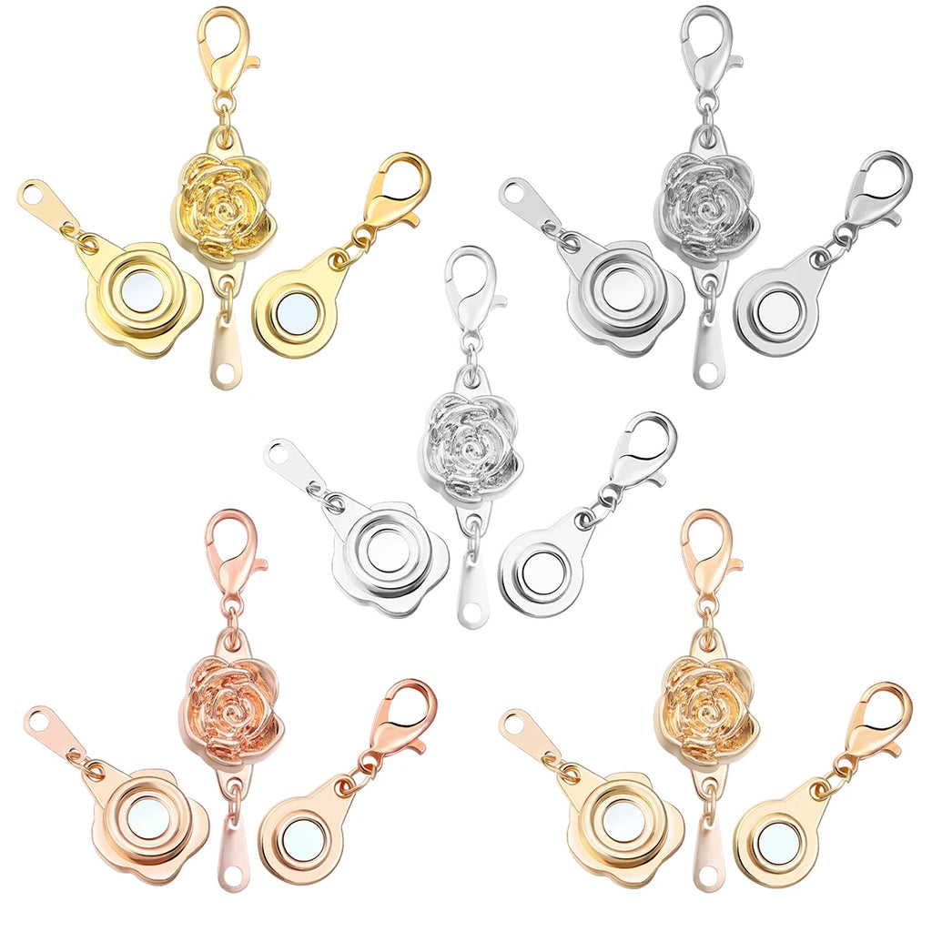 5pcs/lot Strong Magnetic Clasps Alloy Rose Extenders Closures Lobster Clasp Connectors for DIY Jewelry Making Bracelets Necklace
