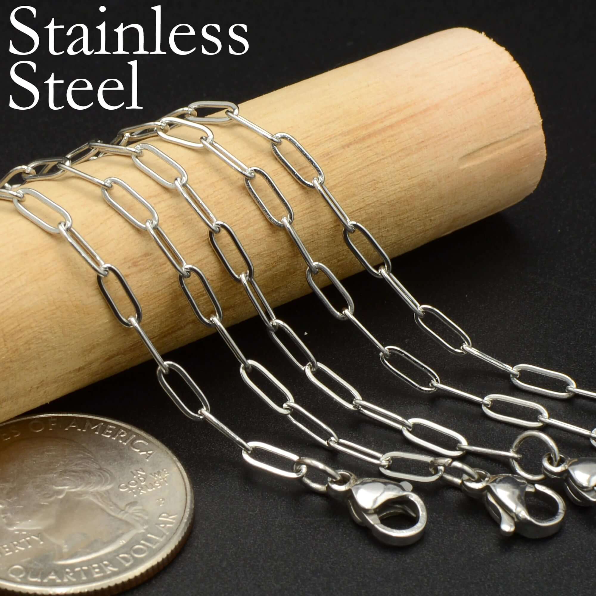 50 Pieces Paper Clip Necklace Gold Color Stainless Steel Paper Clip Necklace for Women, Paperclip Chain for Jewelry Making