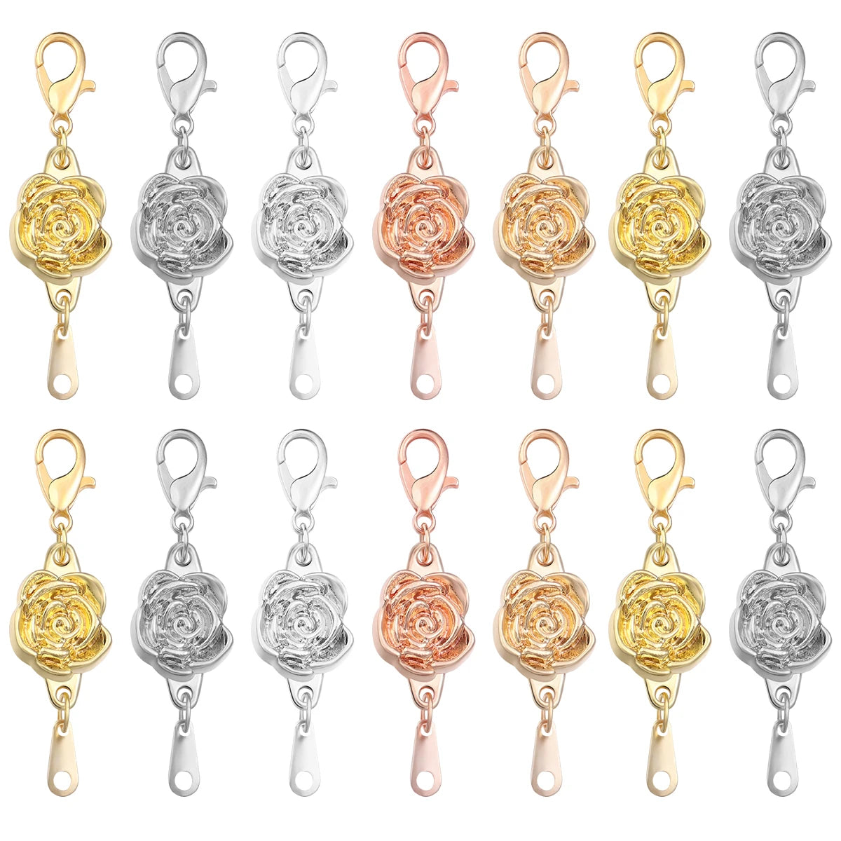 5pcs/lot Strong Magnetic Clasps Alloy Rose Extenders Closures Lobster Clasp Connectors for DIY Jewelry Making Bracelets Necklace