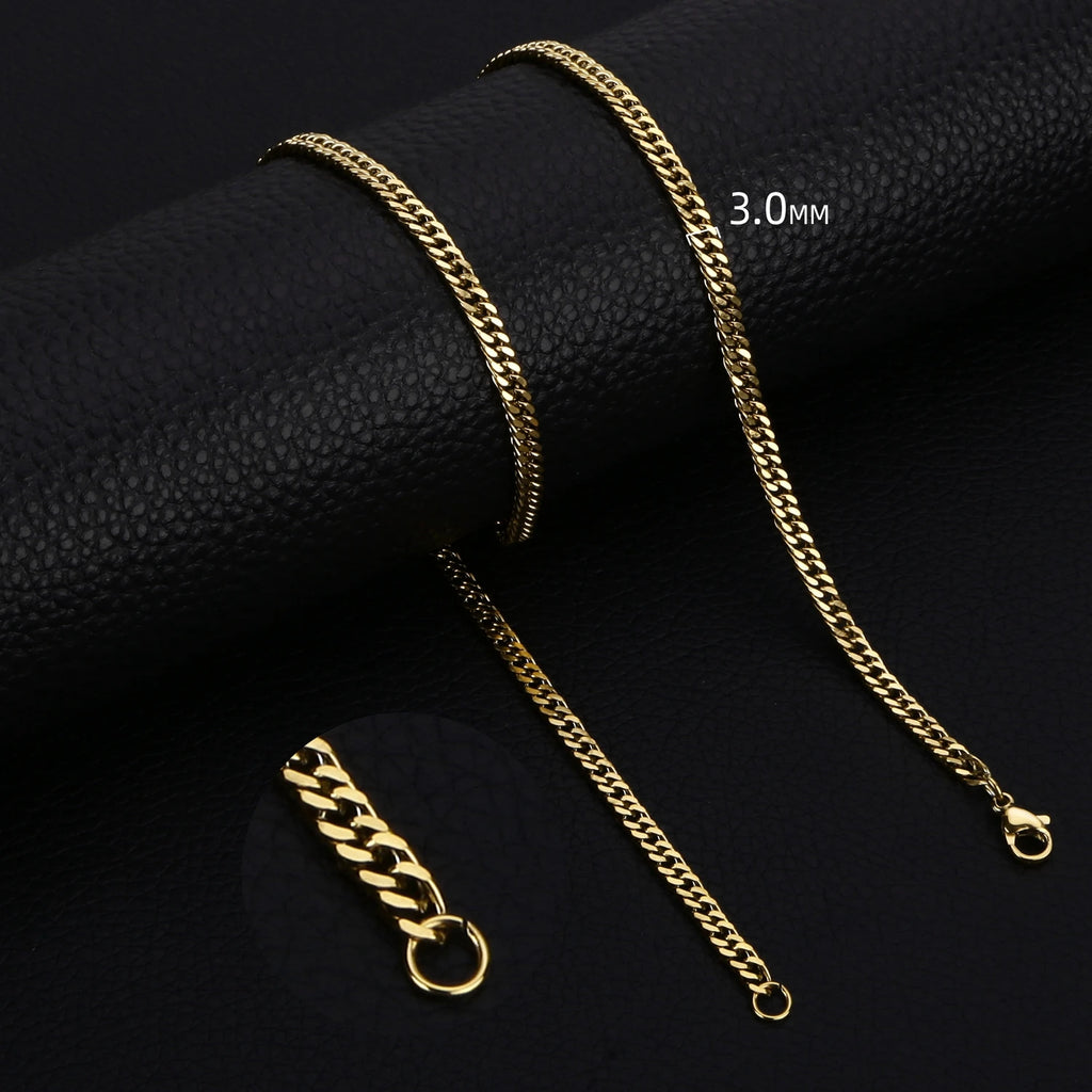 3.5-7MM Wide Stainless Steel Necklaces For Men Punk Cuban Link Chain Choker Women Hip Hop Fashion Party Jewelry Accessories