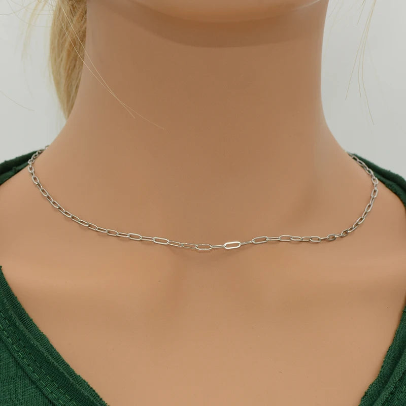 50 Pieces Paper Clip Necklace Gold Color Stainless Steel Paper Clip Necklace for Women, Paperclip Chain for Jewelry Making