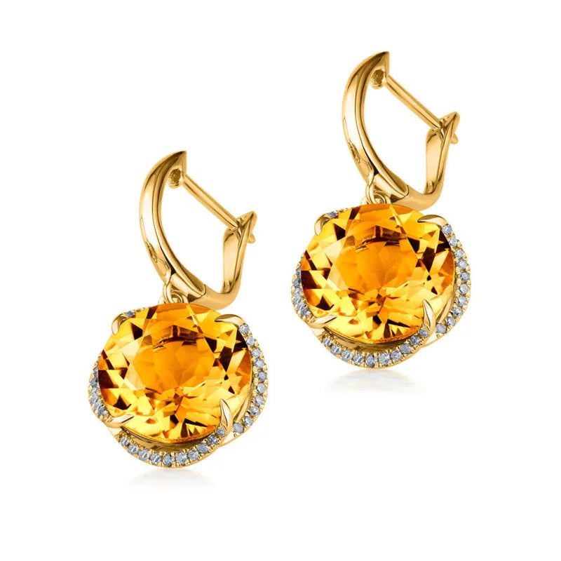 JoiasHome Charms Jewelry Sets for Women Fashion Yellow Crystal Ring Earrings Necklace Female Party Silver 925 Jewelry Wholesale