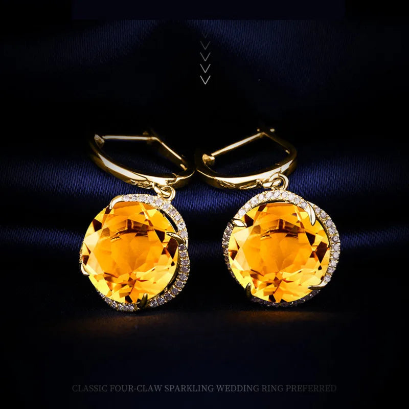 JoiasHome Charms Jewelry Sets for Women Fashion Yellow Crystal Ring Earrings Necklace Female Party Silver 925 Jewelry Wholesale