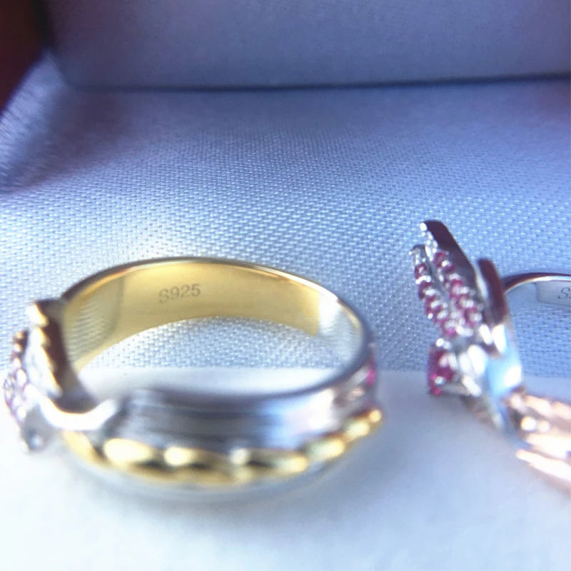 Game LoL Rakan And Xayah Couple Rings Sliver S925 Jewelry Gifts For Women Men Girlfriend Boyfriend Lovers