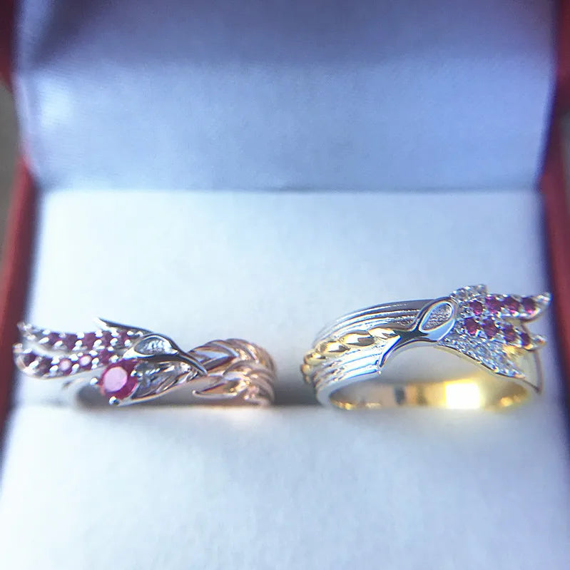 Game LoL Rakan And Xayah Couple Rings Sliver S925 Jewelry Gifts For Women Men Girlfriend Boyfriend Lovers