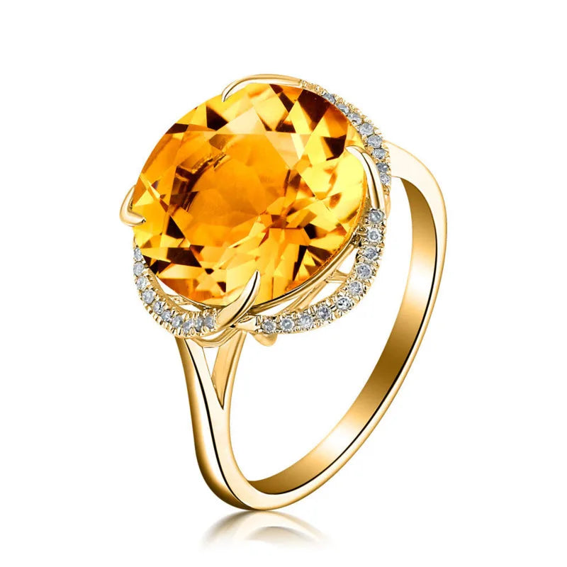 JoiasHome Charms Jewelry Sets for Women Fashion Yellow Crystal Ring Earrings Necklace Female Party Silver 925 Jewelry Wholesale