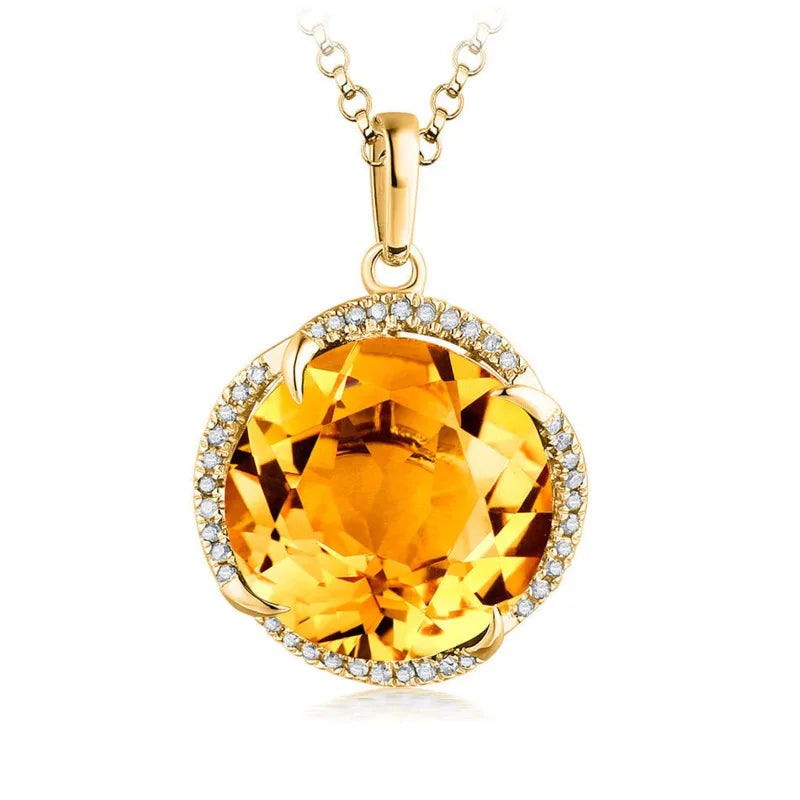 JoiasHome Charms Jewelry Sets for Women Fashion Yellow Crystal Ring Earrings Necklace Female Party Silver 925 Jewelry Wholesale