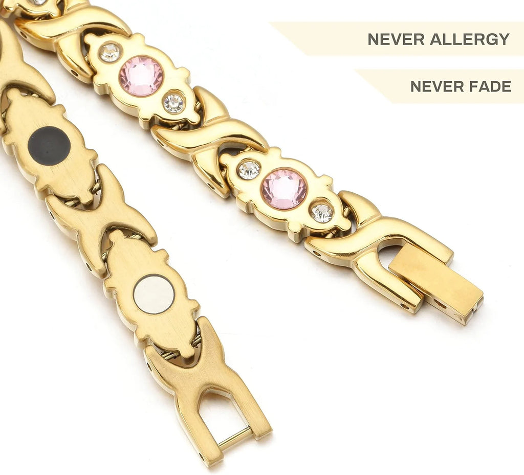 ARADOO Titanium Steel Crystal Bracelets for Women Classic Stainless Steel Zirconia Link Bracelet Jewelry Gifts