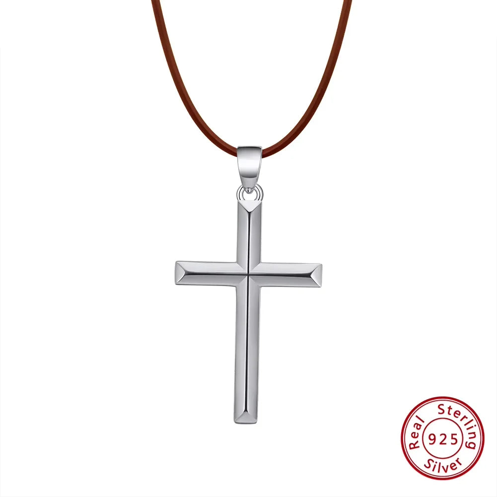 ORSA JEWELS Classic 14K Gold Cross Pendant Necklace for Men Women 925 Sterling Silver Necklace Christian Religious Jewelry NMN01