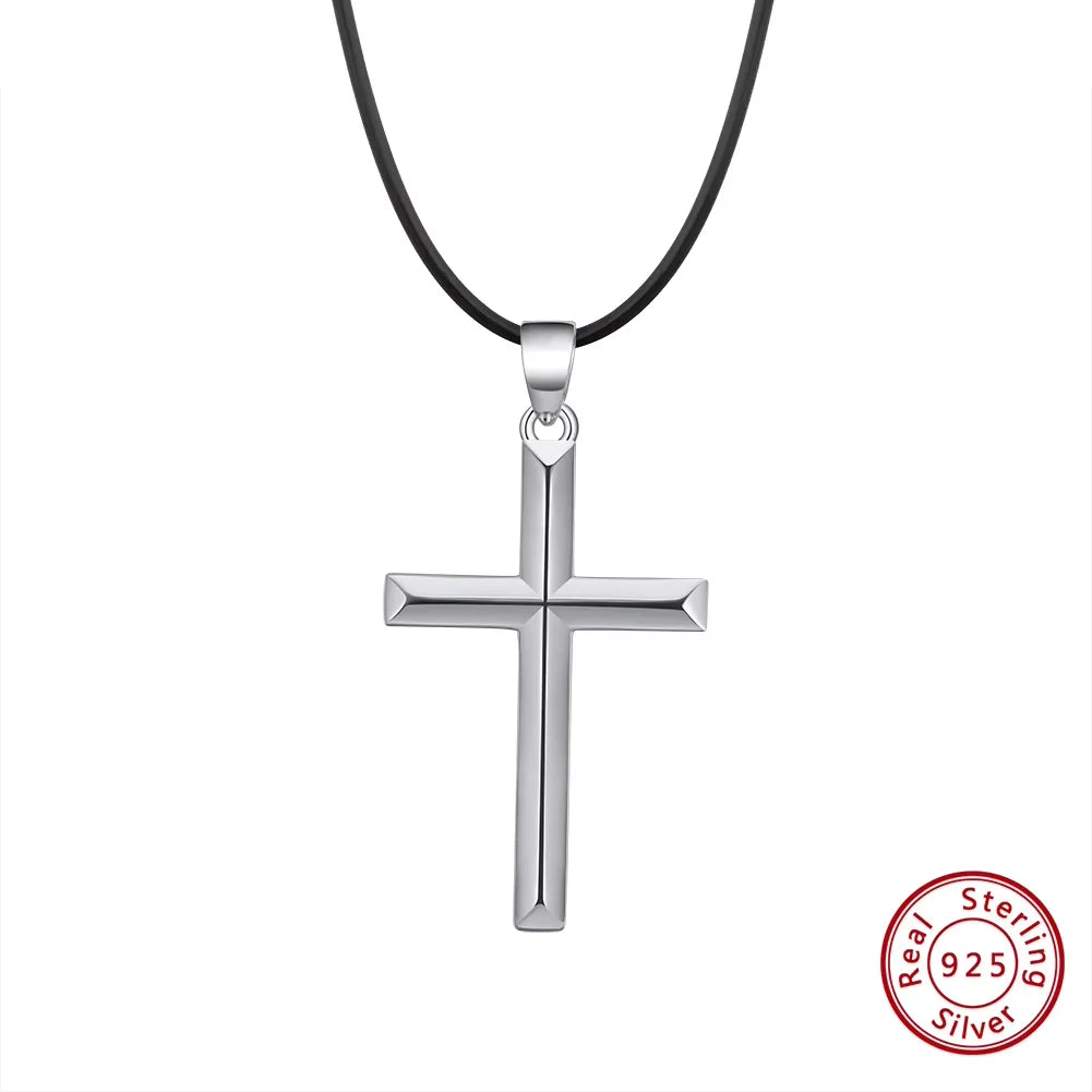 ORSA JEWELS Classic 14K Gold Cross Pendant Necklace for Men Women 925 Sterling Silver Necklace Christian Religious Jewelry NMN01