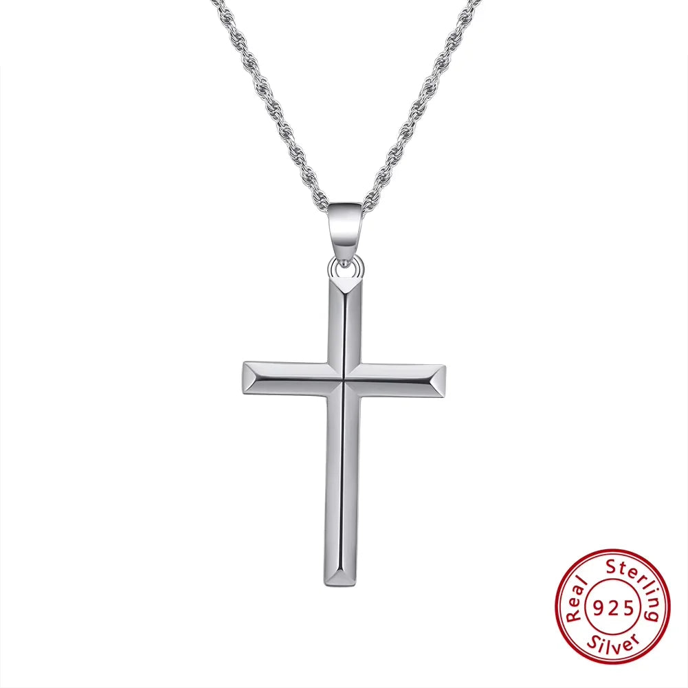 ORSA JEWELS Classic 14K Gold Cross Pendant Necklace for Men Women 925 Sterling Silver Necklace Christian Religious Jewelry NMN01