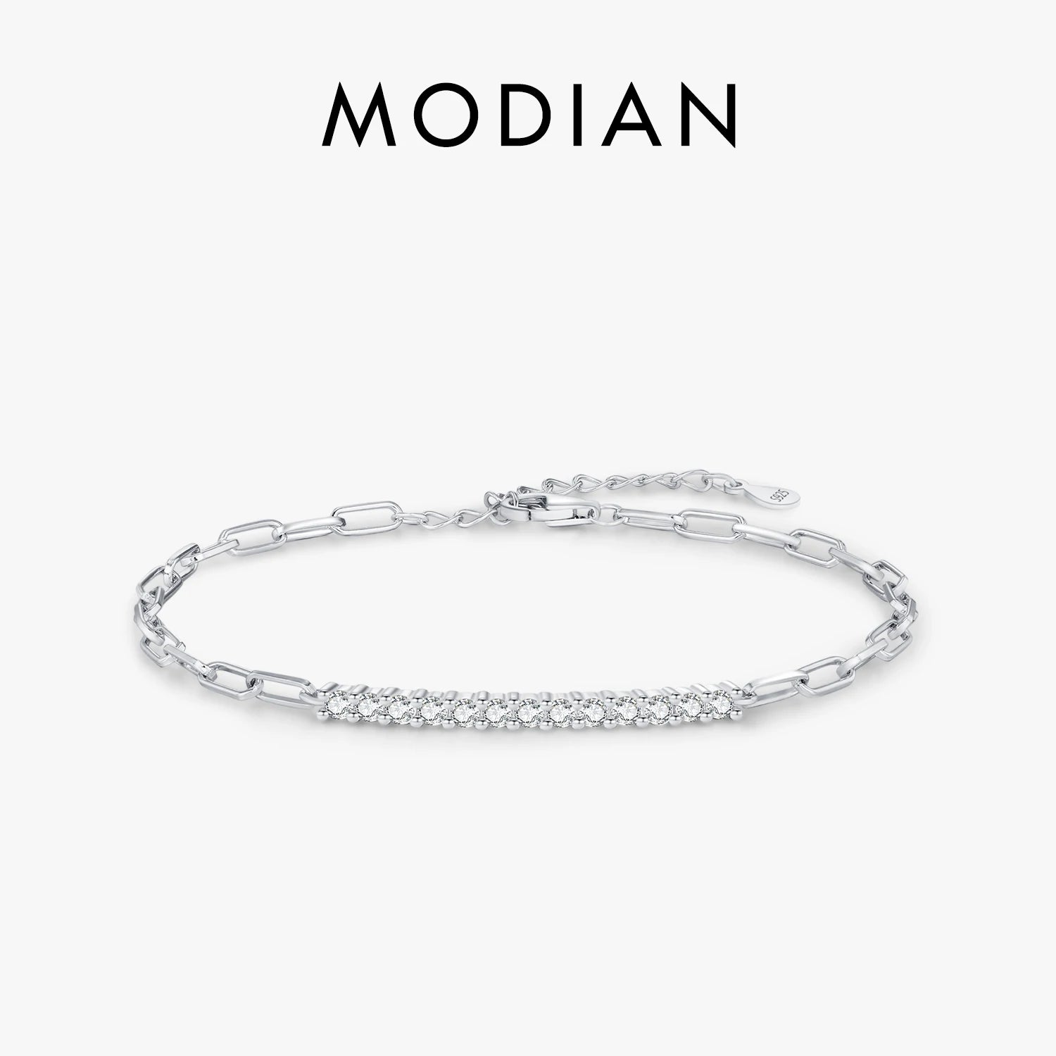 MODIAN Sparkling D Color Moissanite Bracelet 925 Sterling Silver Lock Stackable Trendy Bracelets For Women Jewelry With Gift Box