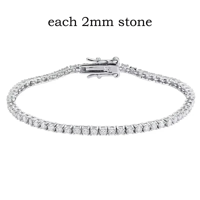 Smyoue 2-6.5mm Real Moissanite Tennis Bracelet for Women Christmas Gift Platinum Plated 100% 925 Sterling Silver Wedding Jewelry