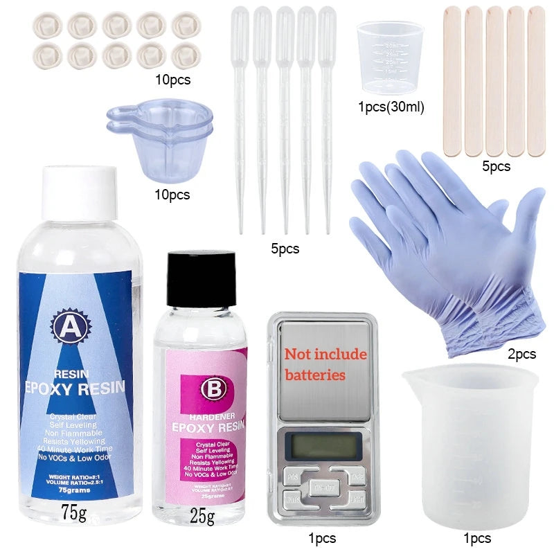 Epoxy Resin Kit Crystal Clear Easy Mix 3:1 AB Resin with Sticks,Graduated Cups and Gloves for Jewelry Making DIY Art Crafts