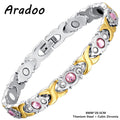 ARADOO Titanium Steel Crystal Bracelets for Women Classic Stainless Steel Zirconia Link Bracelet Jewelry Gifts