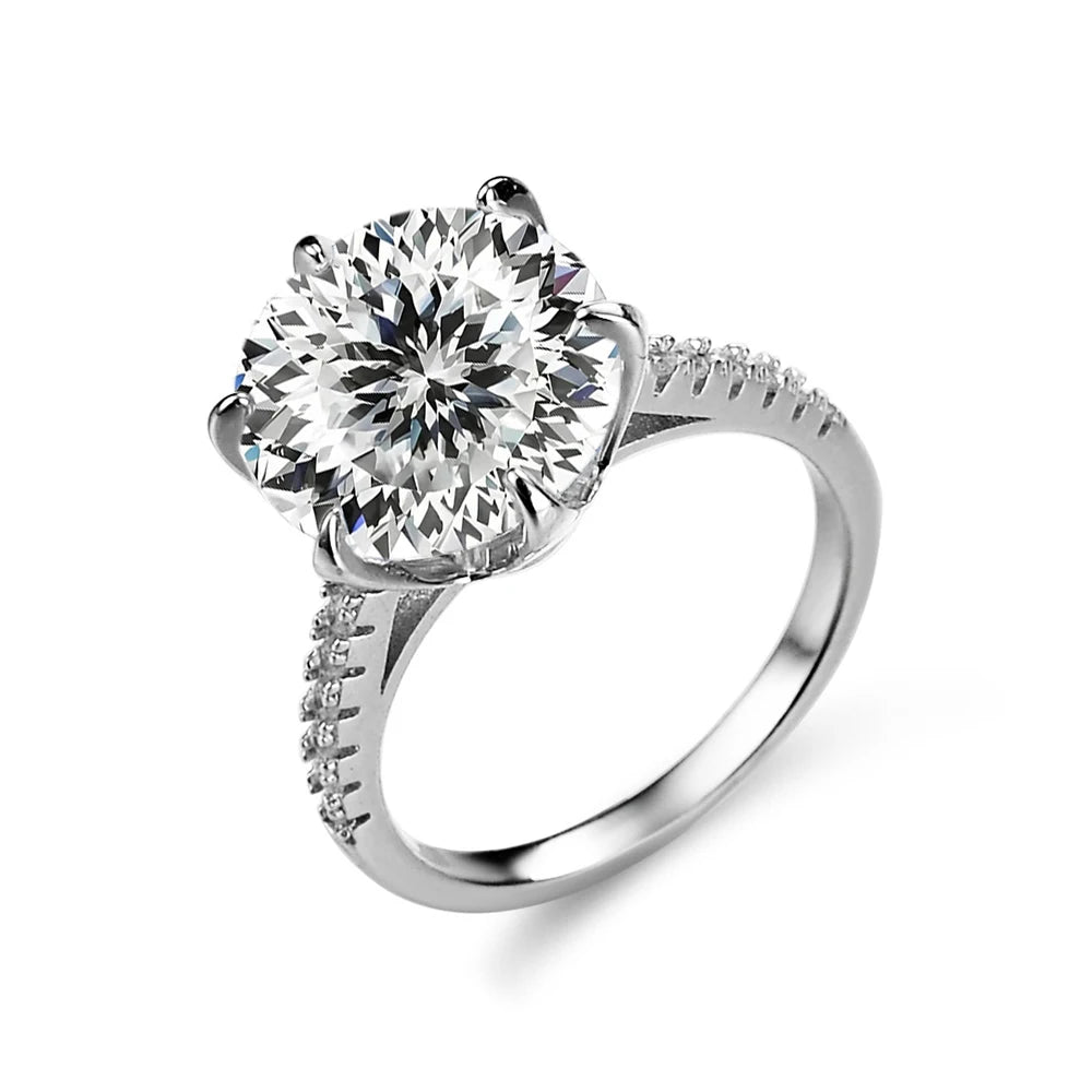 JoyceJelly 925 Sterling Silver Ring With 5 Carat Moissanite D Color VVS1 Women's Luxury Wedding Diamond Jewelry Sparkling Lights