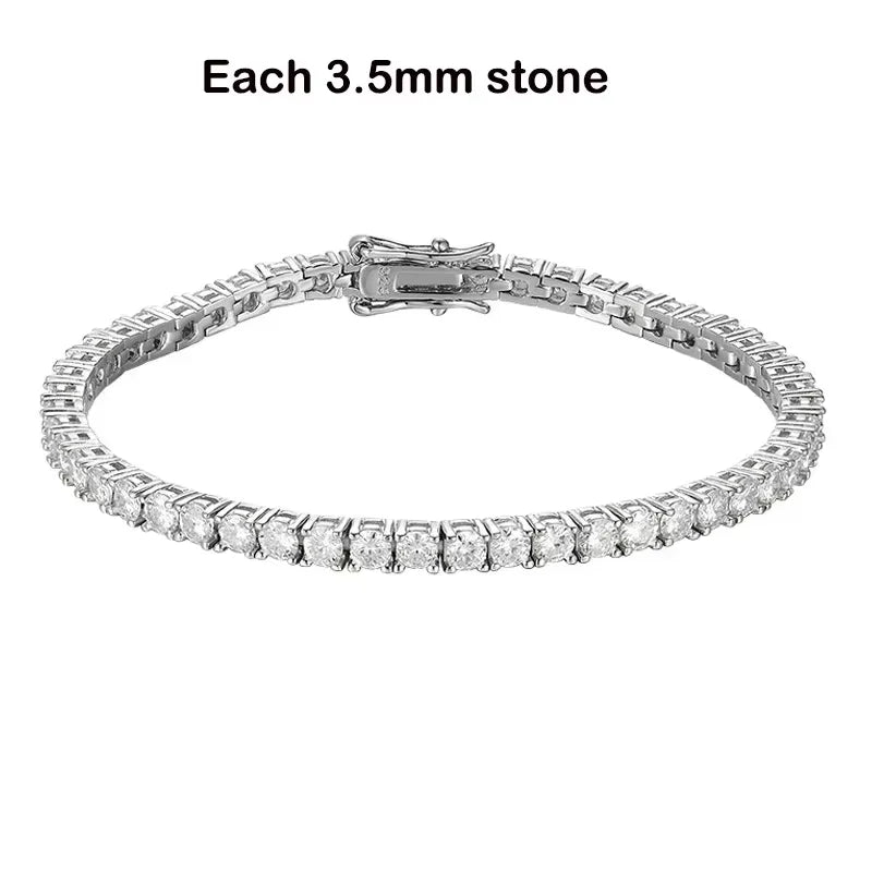 Smyoue 2-6.5mm Real Moissanite Tennis Bracelet for Women Christmas Gift Platinum Plated 100% 925 Sterling Silver Wedding Jewelry