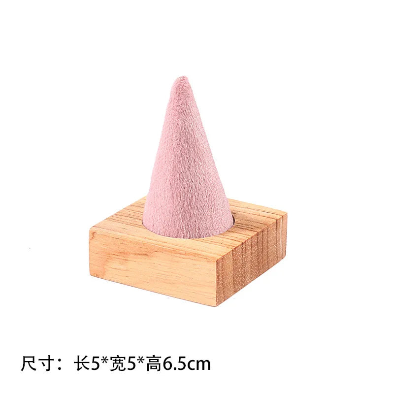 Solid Wood Pink Velvet Jewelry Exhibitor Stand Ring Earrings Storage Stand Bracelet Watch Display Stand