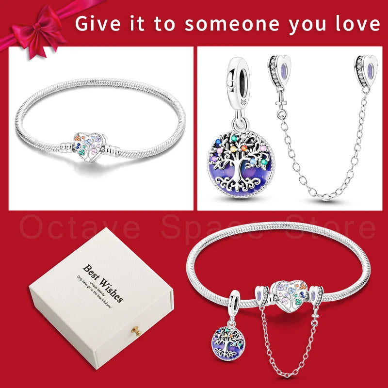 4pcs/lot Silver 925 Origina Heart Shape Mom Sister Lover Charm Set Hand of Fashion Bracelet With White Box Women Jewelry Gifts