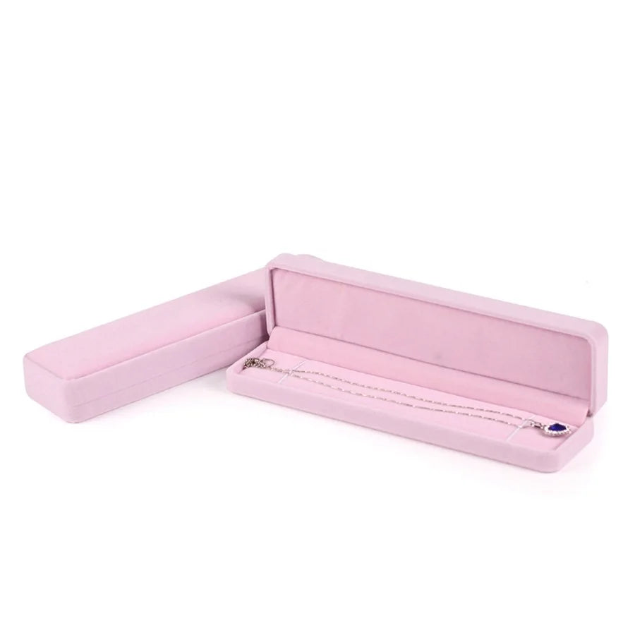 Pink Velvet Full Range Jewelry Box Ring Earrings Holder Necklace Bracelet Pendant Organizer Jewelry Storage Box Gift Case