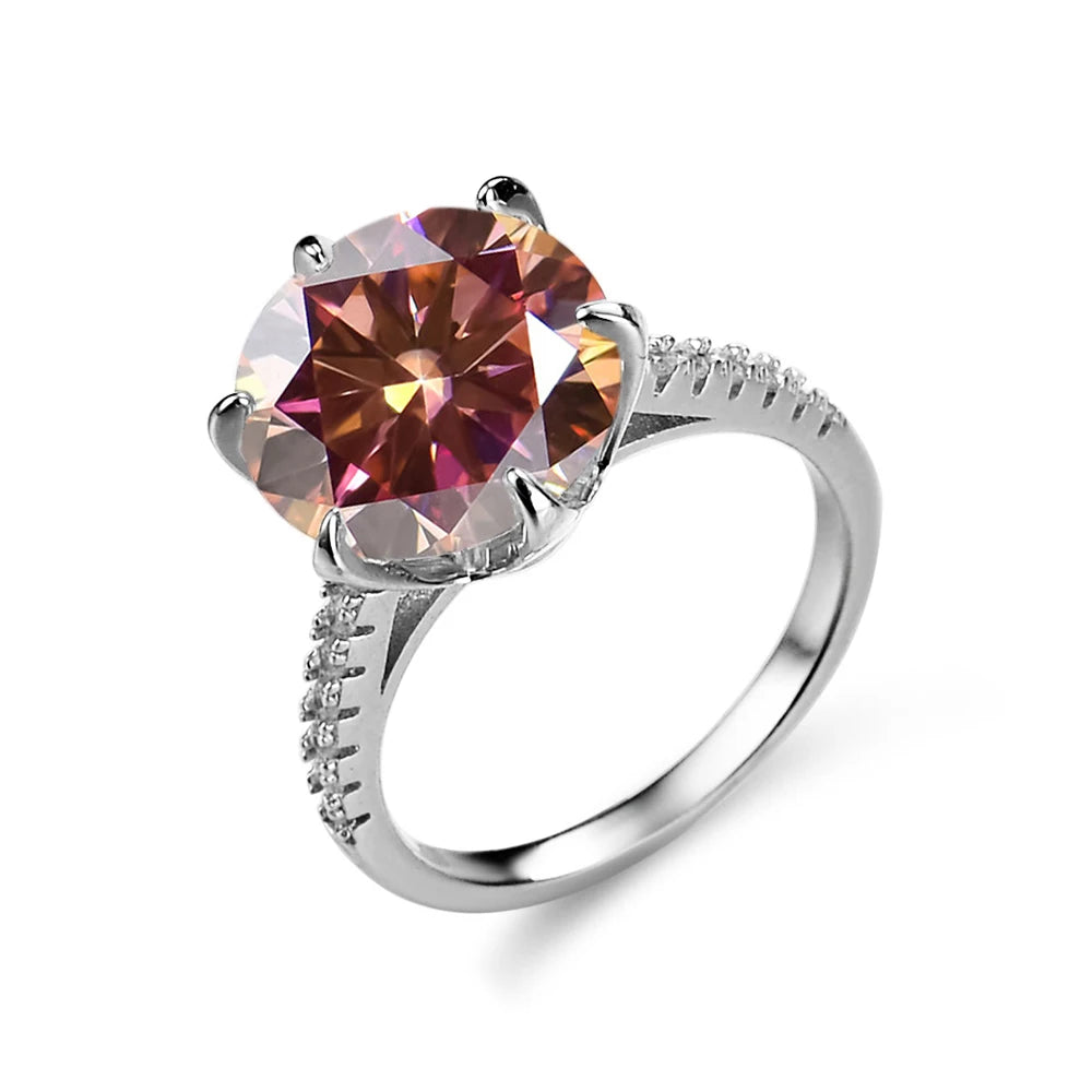 JoyceJelly 925 Sterling Silver Ring With 5 Carat Moissanite D Color VVS1 Women's Luxury Wedding Diamond Jewelry Sparkling Lights