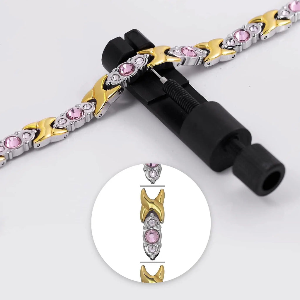 ARADOO Titanium Steel Crystal Bracelets for Women Classic Stainless Steel Zirconia Link Bracelet Jewelry Gifts