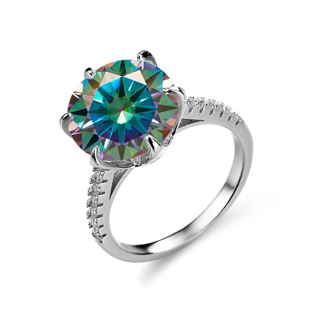 JoyceJelly 925 Sterling Silver Ring With 5 Carat Moissanite D Color VVS1 Women's Luxury Wedding Diamond Jewelry Sparkling Lights