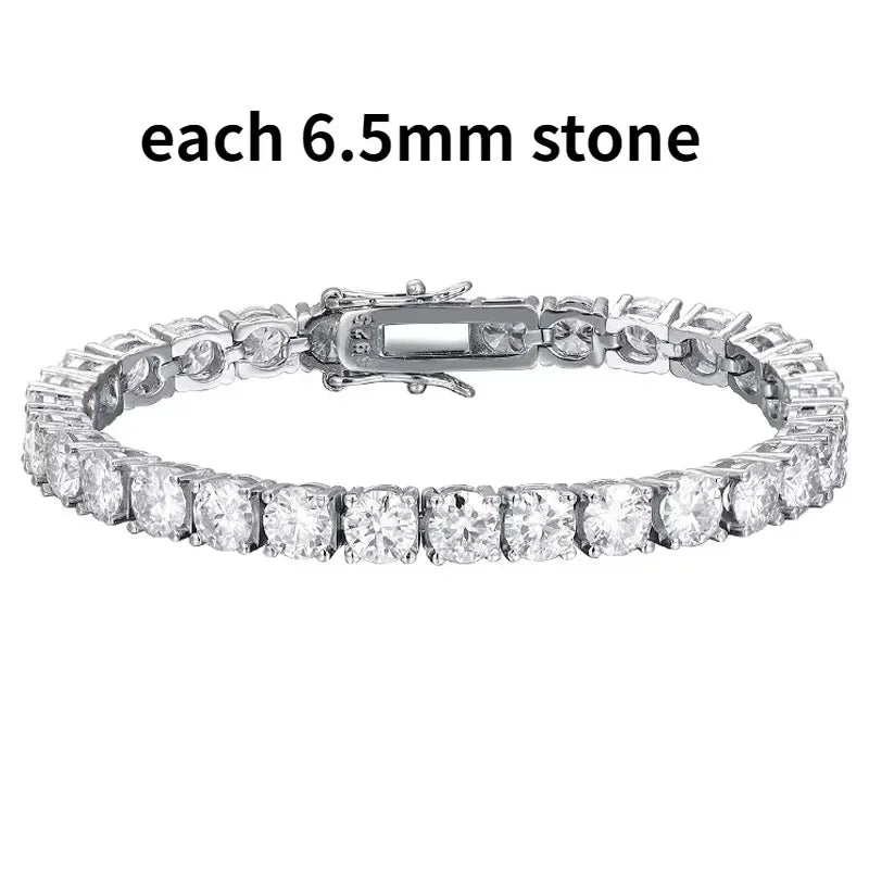 Smyoue 2-6.5mm Real Moissanite Tennis Bracelet for Women Christmas Gift Platinum Plated 100% 925 Sterling Silver Wedding Jewelry