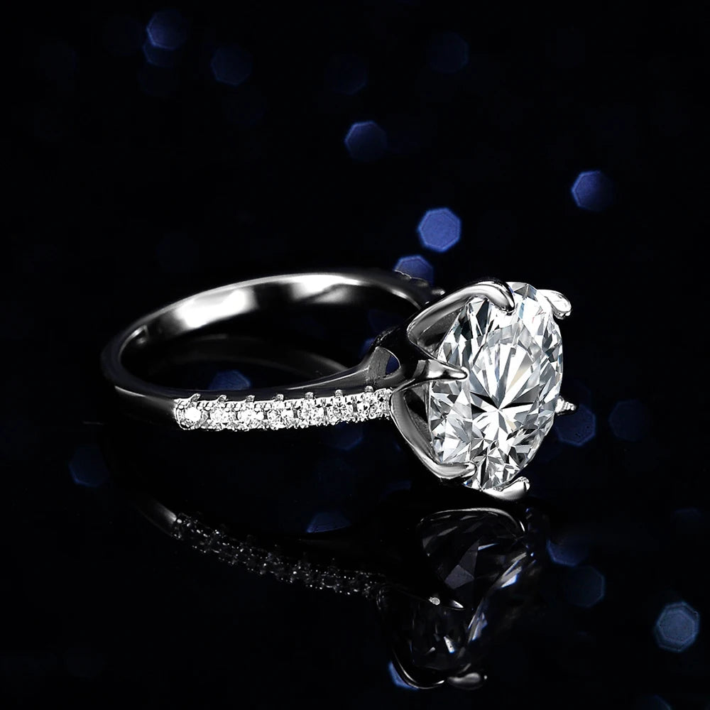 JoyceJelly 925 Sterling Silver Ring With 5 Carat Moissanite D Color VVS1 Women's Luxury Wedding Diamond Jewelry Sparkling Lights
