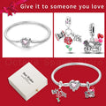 4pcs/lot Silver 925 Origina Heart Shape Mom Sister Lover Charm Set Hand of Fashion Bracelet With White Box Women Jewelry Gifts