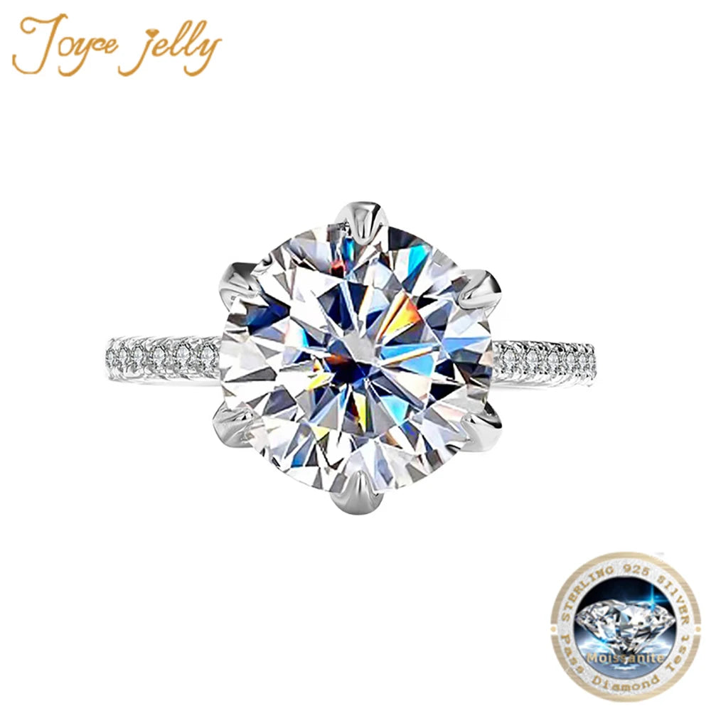 JoyceJelly 925 Sterling Silver Ring With 5 Carat Moissanite D Color VVS1 Women's Luxury Wedding Diamond Jewelry Sparkling Lights