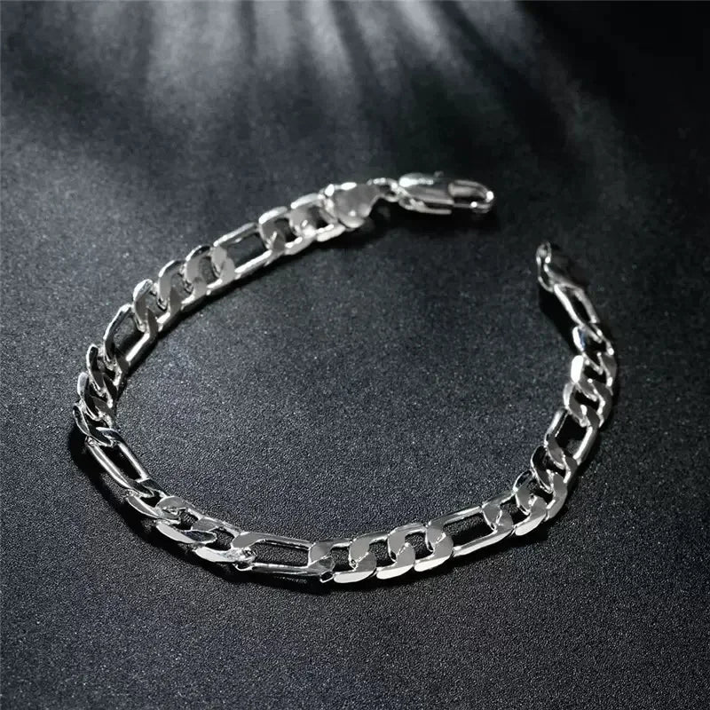 Fine Noble New Arrive 925 Silver 4MM Chain for Men Women Bracelet Necklace Jewelry Set Lady Christma Gifts Charms Wedding