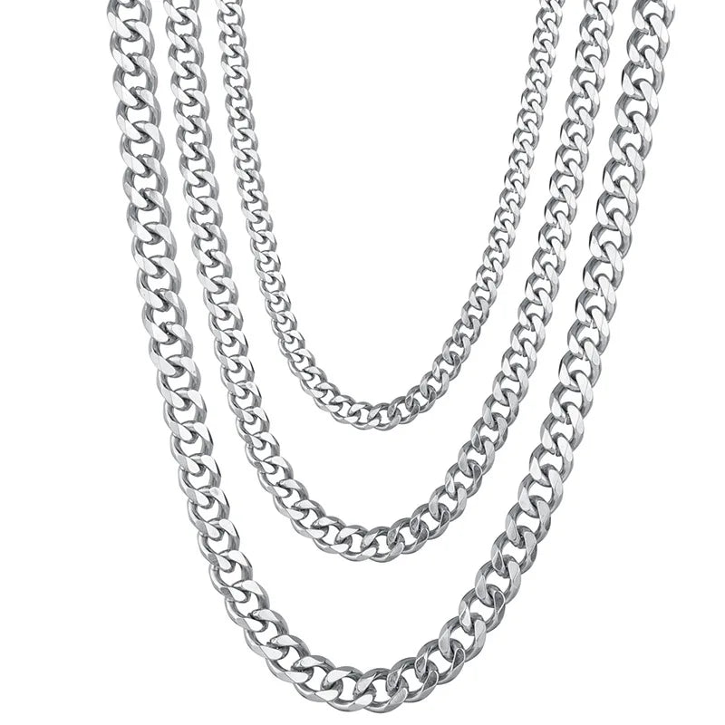 3.5-7MM Wide Stainless Steel Necklaces For Men Punk Cuban Link Chain Choker Women Hip Hop Fashion Party Jewelry Accessories
