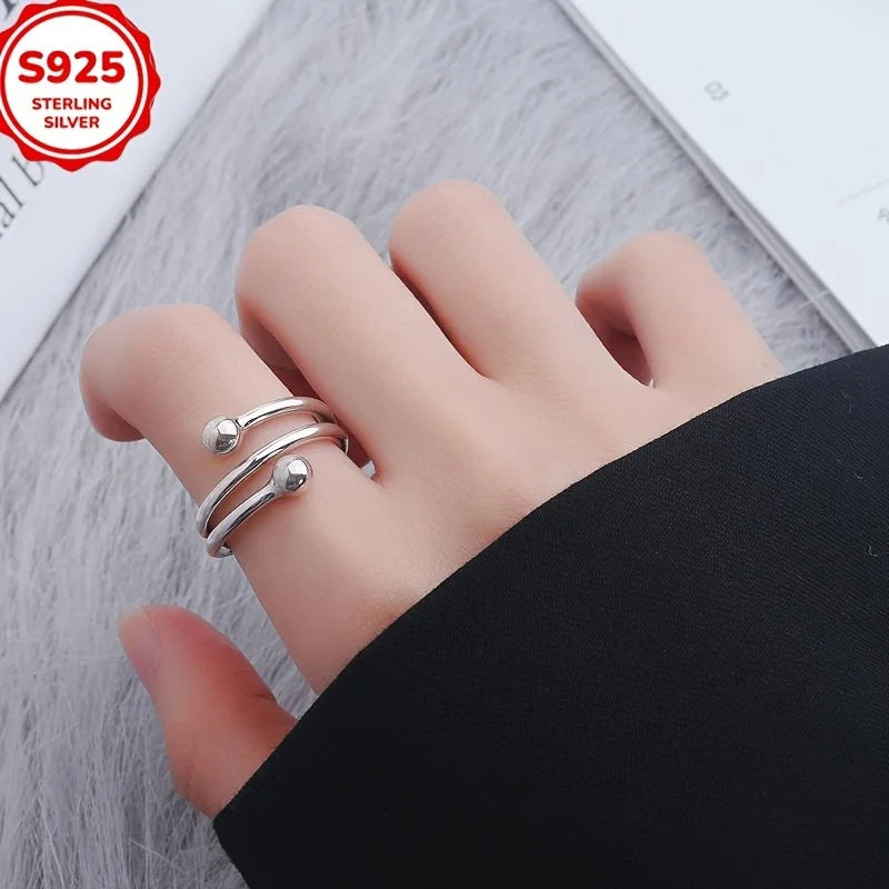Cute 925 Sterling Silver Bead Ring for women men lady US SIZE 8 Stylish And Minimalist Design Perfect for Daily Use, Birthdays